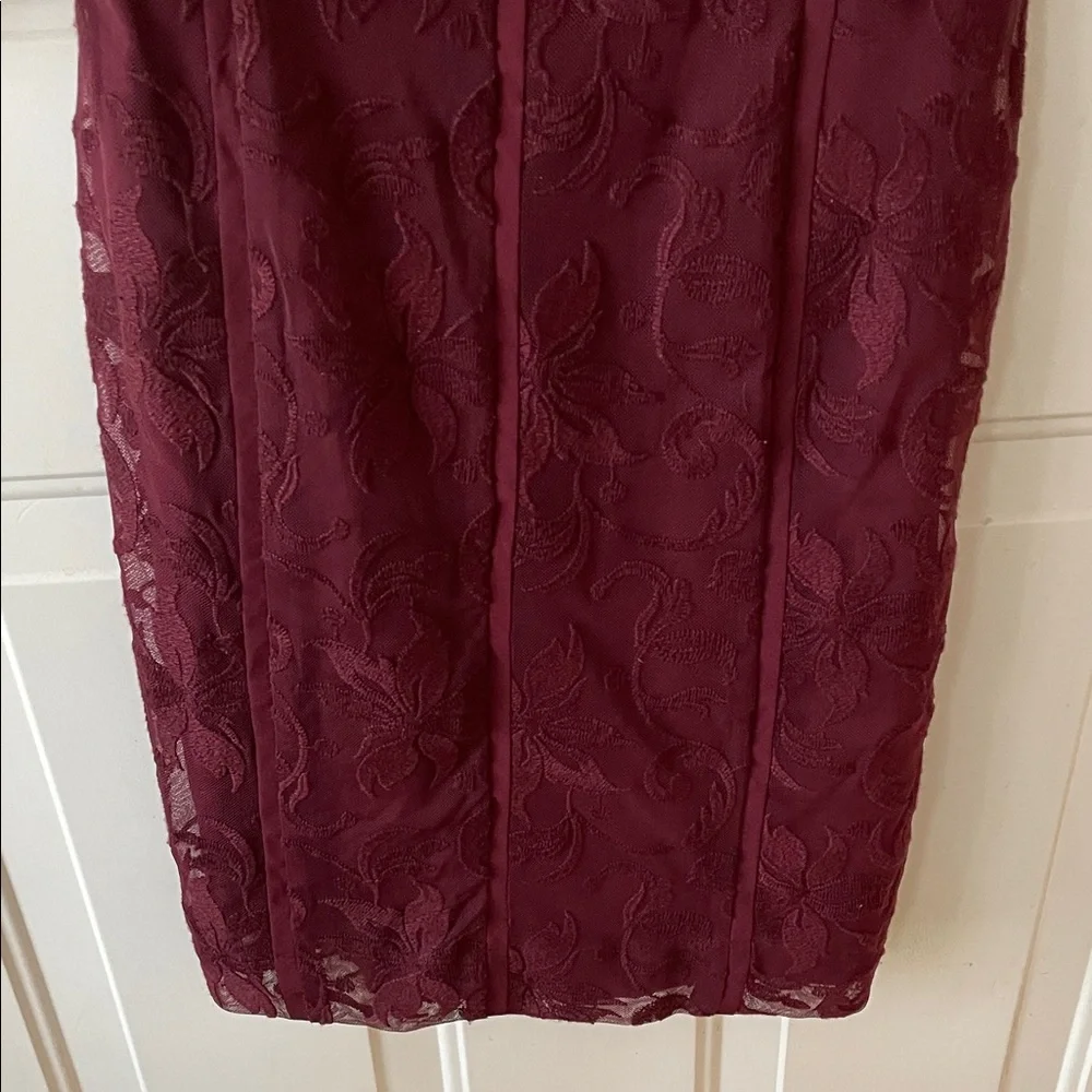 ANTONIO MELANI Deep Red Lace Long Sleeve Dress Size 0 Evening Wedding Guest - Picture 5 of 5